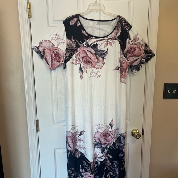 Women's Plus Size Elegant Floral Print Color Block Long Vacation Maxi Dress 18W - Picture 7 of 7